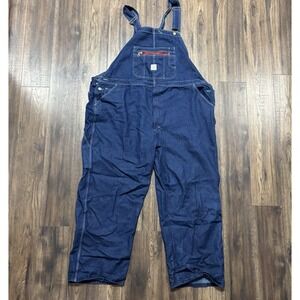Vtg Pointer Brand Overalls Blue Denim Bib Carpenter Straight Workwear USA 52x30